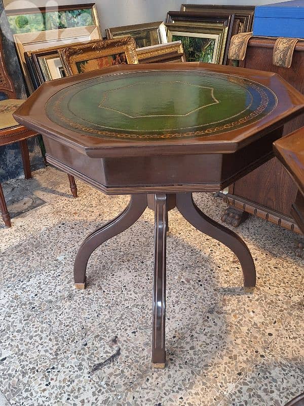 2 antique english leather top tables 5