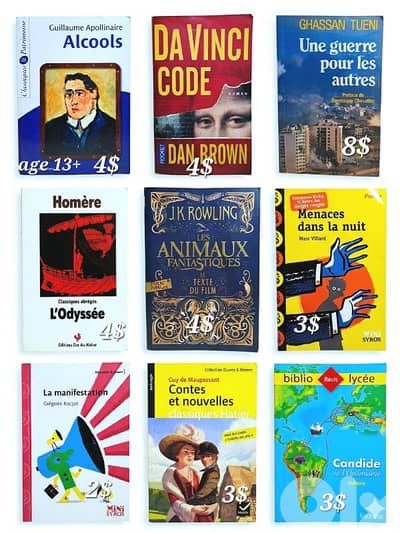 different books for sale, French Arabic English