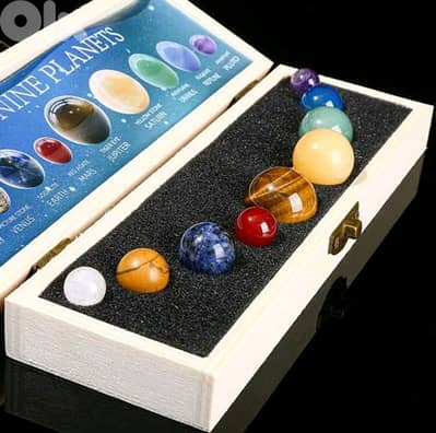 9 planets Solar system Natural Gem Stones Box