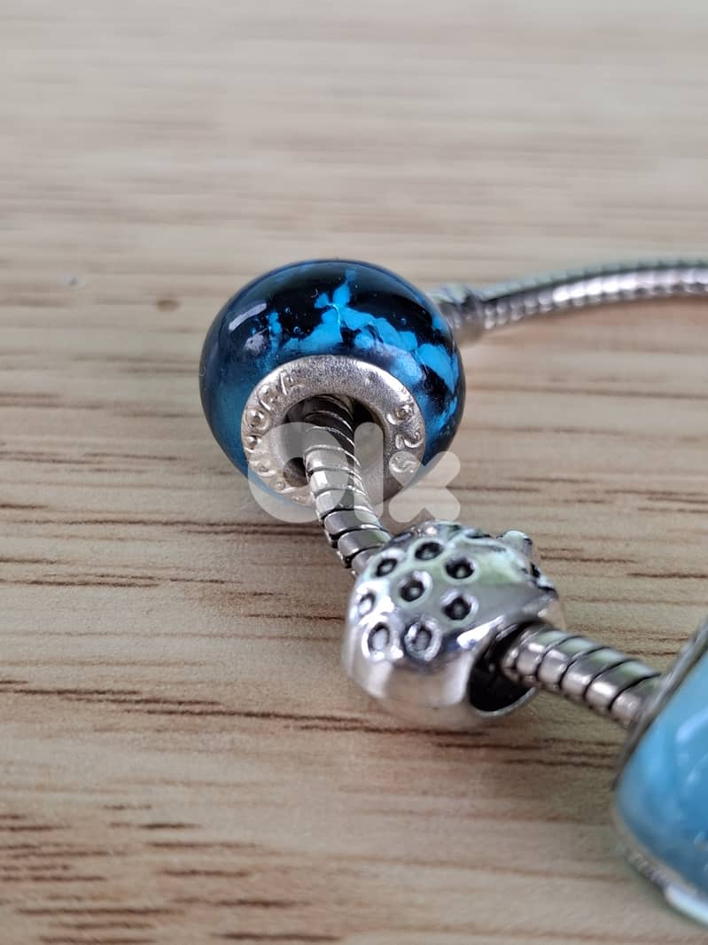 Genuine silver Pandora bracelet with 3 charms 2