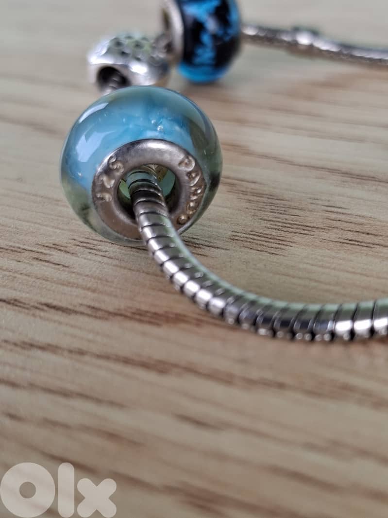 Genuine silver Pandora bracelet with 3 charms 3