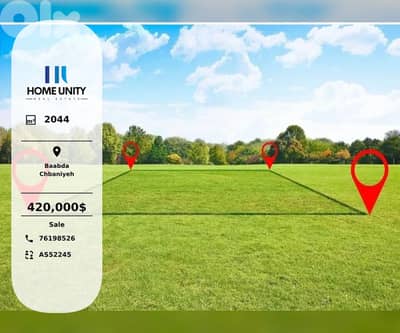 2044 sqm land for sale in Chbaniyeh