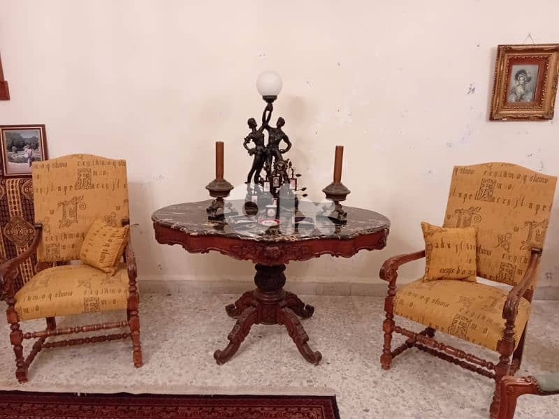 Bergeres + French Rococo table Louis XV marble top 1