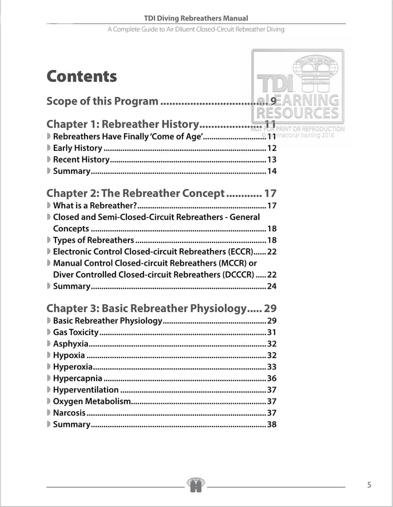 TDI Diving Rebreather Manual & diver knowledge Quest manual (eBook) 1