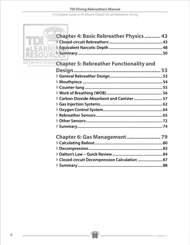 TDI Diving Rebreather Manual & diver knowledge Quest manual (eBook) 2