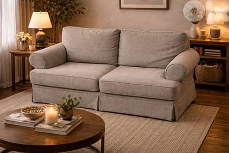 Grayish/ Beige Fabric Sofa