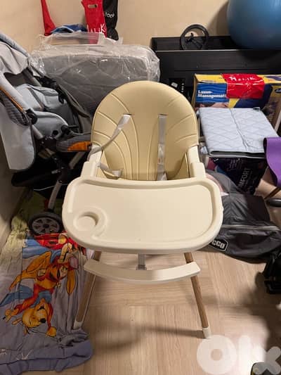 bundle!!!high feeding chair all leather relax chico plus baby cussion