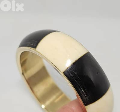 15$ vintage white/black bone copper brass bracelet