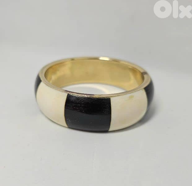15$ vintage white/black bone copper brass bracelet 1