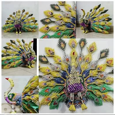 handmade 3d origami peacook model