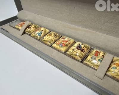 350$ Vintage Persian Hand Painted Bracelet Collectible