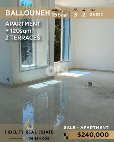 Apartment for sale in Ballouneh GH322 شقة  للبيع في بلونة