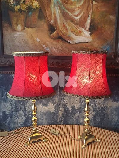 2 antique brass french lamps