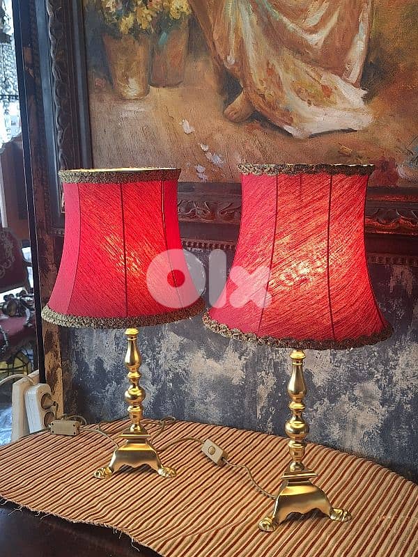 2 antique brass french lamps 1