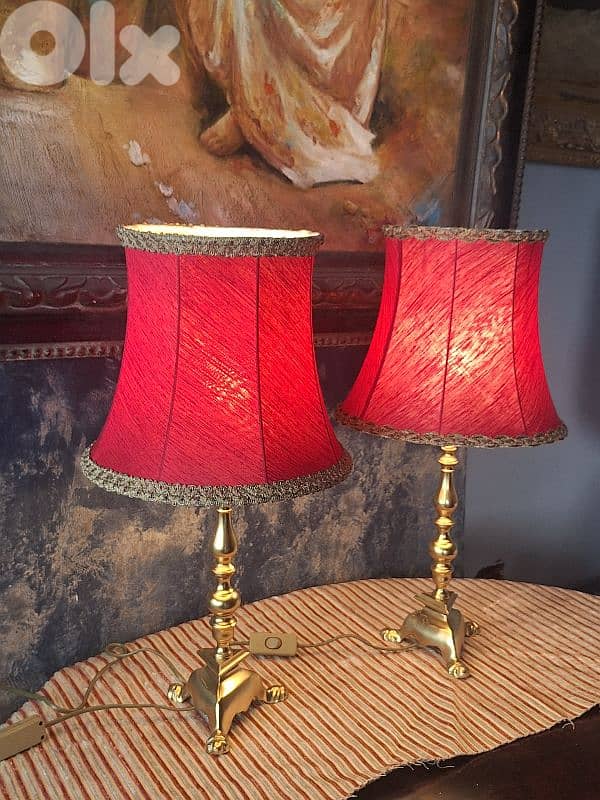 2 antique brass french lamps 2