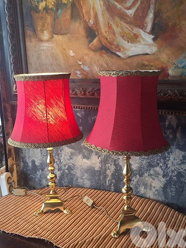 2 antique brass french lamps 3
