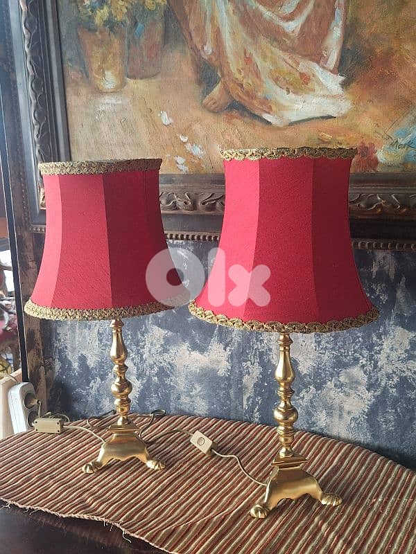 2 antique brass french lamps 5
