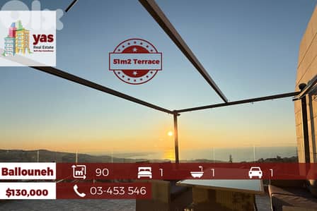 Ballouneh 90m2 | 51m2 Terrace | Prime Location | Open View |GT |