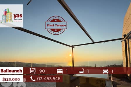 Ballouneh 90m2 | 51m2 Terrace | Prime Location | Open View |GT |