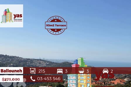 Ballouneh 215m2 | Rooftop | 93m2 Terrace | Prime Location | GT |