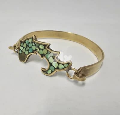 10$ turquoise stone inlay in copper bracelet