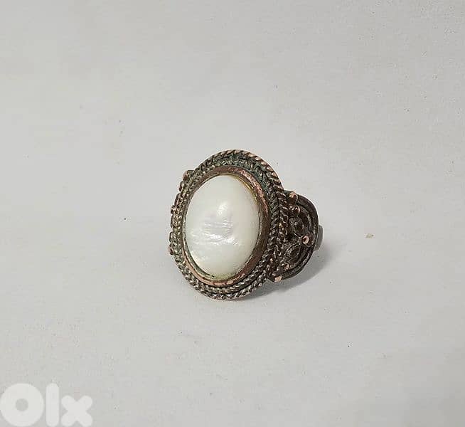 5$ old mother pearl brass ring 3