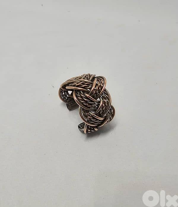 10$ hand braided copper ring 2