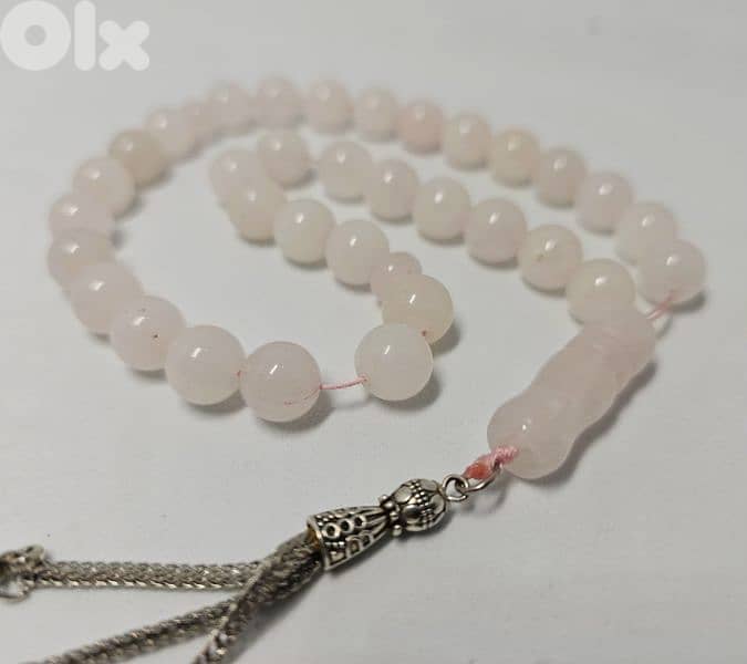 20$ real rose quartz stone masbaha 1