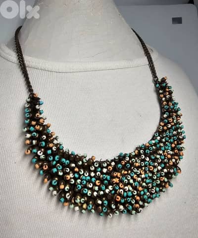 10$ multi-color beaded statement necklace