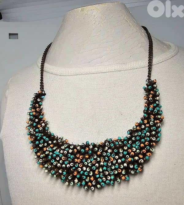 10$ multi-color beaded statement necklace 1