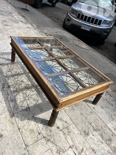 vintage table antique طاولة نص خشب اطراني انتيك ولا اروع وجه حديد