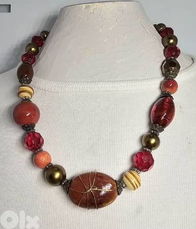 multi-beaded statement necklace 12$