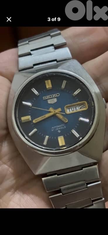 Vintage 1977 Seiko 5 Automatic 6319-7000•21 Jewels •Blue Sunburst Dial 2