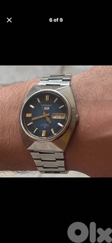 Vintage 1977 Seiko 5 Automatic 6319-7000•21 Jewels •Blue Sunburst Dial 5