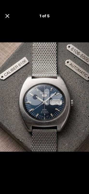 Vintage 1972 Seiko 5 DX 6106-5430•Blue Sunburst•23J Auto •Day/Date QS