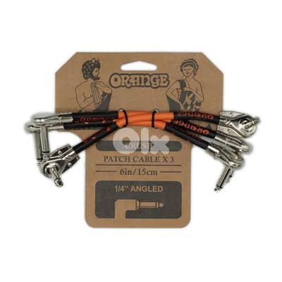 Orange Crush Patch Cable, x3, 6"/15 cm 1/4" Angled CA038 Guitar Patch