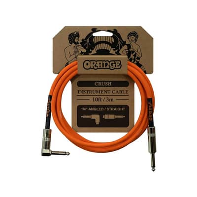Orange Crush 10' Instrument Cable, Angled to Straight Connector, Orang