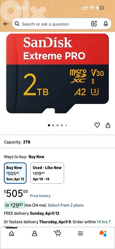 SanDisk 2TB Extreme PRO microSDXC UHS-I Card, Up to 250MB/s 5