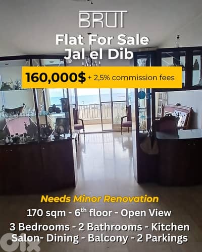 170 sqm apartment for sale in Jal el Dib Bquenneya - Open Views