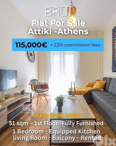51 sqm Rented Apartment for sale in Attiki Athens Greece
