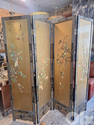antique chinese wooden paravan