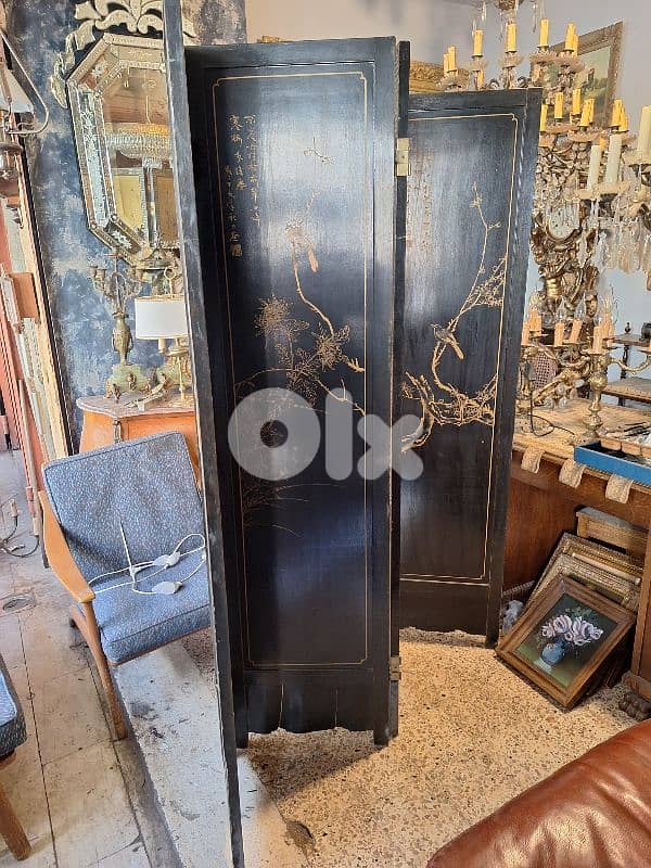 antique chinese wooden paravan 1