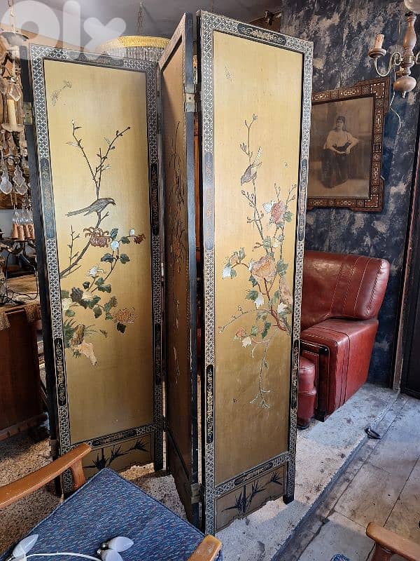 antique chinese wooden paravan 3