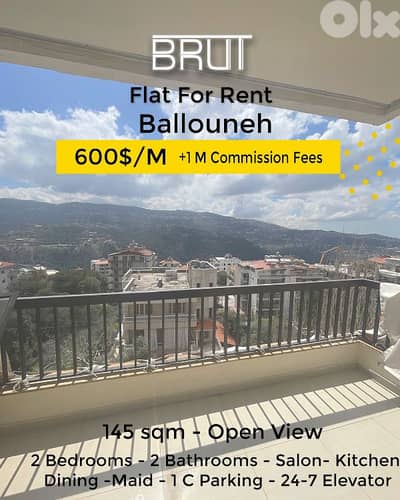145 sqm Open view apartment for rent in Ballouneh