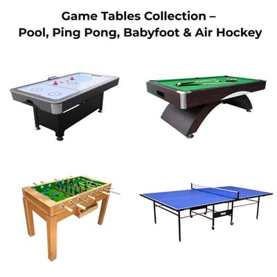 Game Tables Collection – Pool, Ping Pong, Babyfoot & Air Hockey