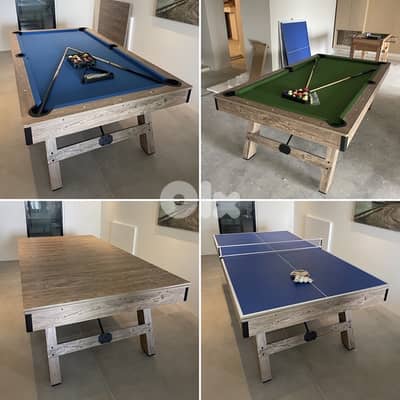 8ft 3-in-1 Billiard, Table Tennis, and Dining Table