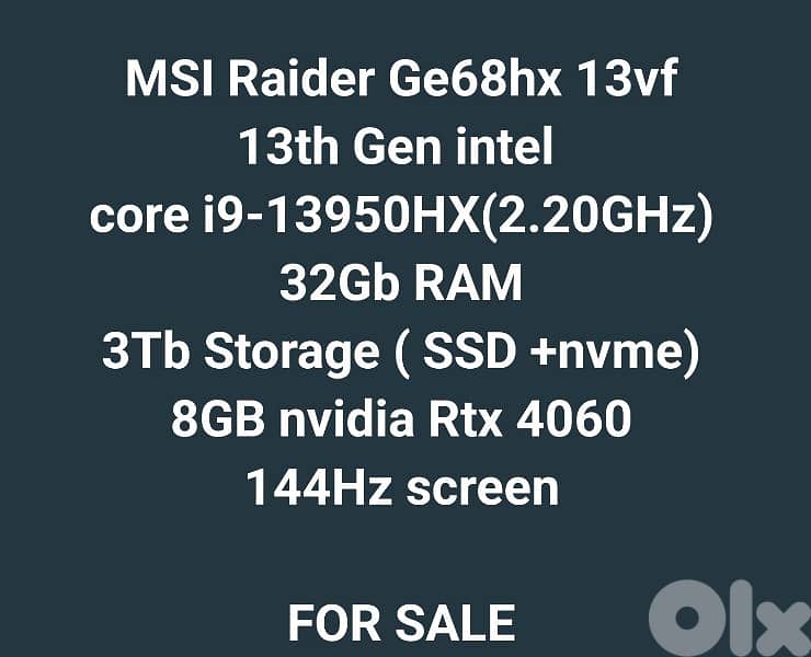 MSI Raider Ge68hx 13vf gaming laptop 3