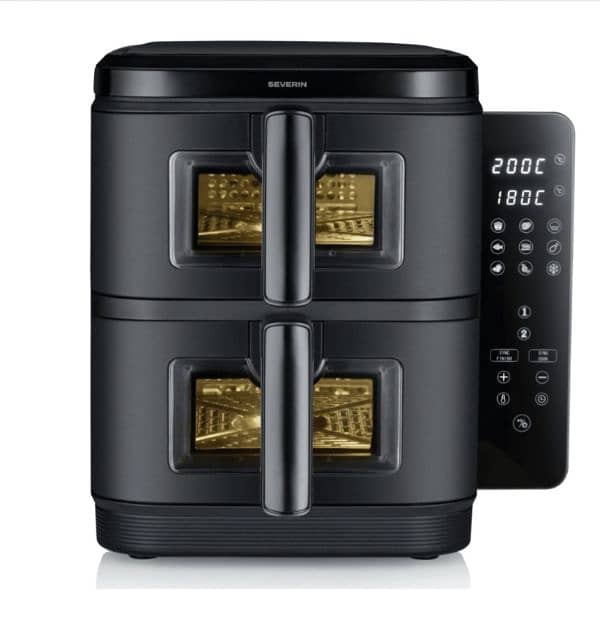 Severin Duo Stack Hot Air Fryer programmable+2 Baskets 5.5 littrs each 2