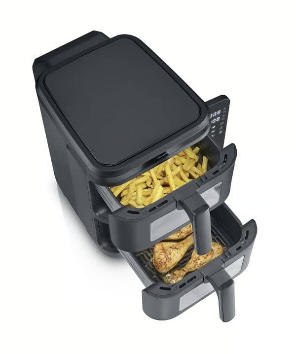 Severin Duo Stack Hot Air Fryer programmable+2 Baskets 5.5 littrs each 9