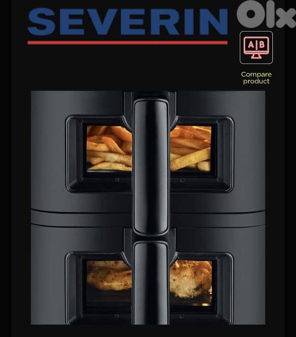 Severin Duo Stack Hot Air Fryer programmable+2 Baskets 5.5 littrs each 10